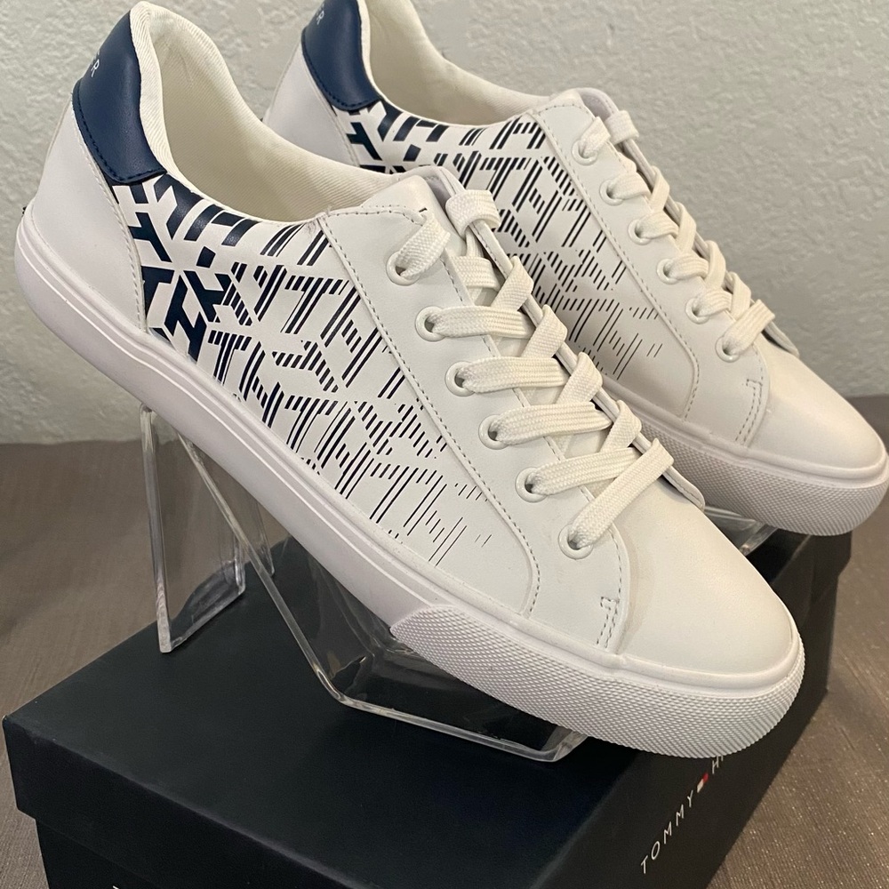 Tommy Hilfiger White and Blue Women's Sneakers